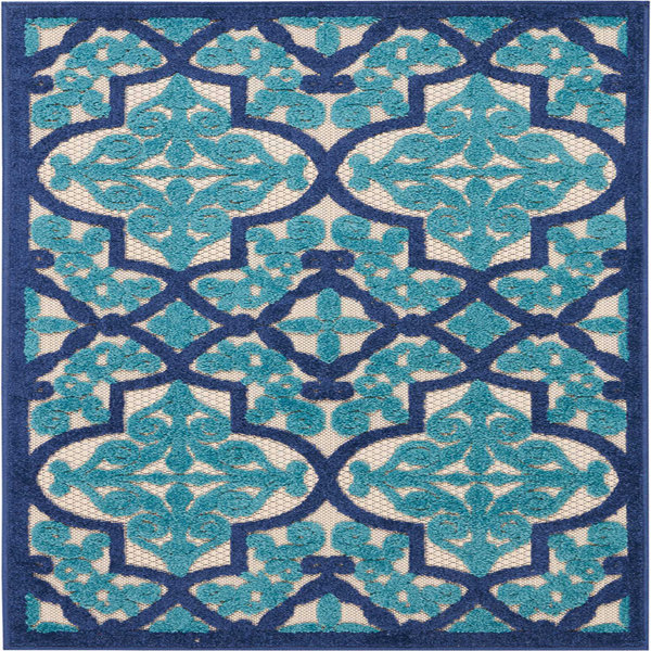 Nourison Aloha Southwestern Machine Woven Polypropylene Indoor / Outdoor Area Rug in Navy Wayfair